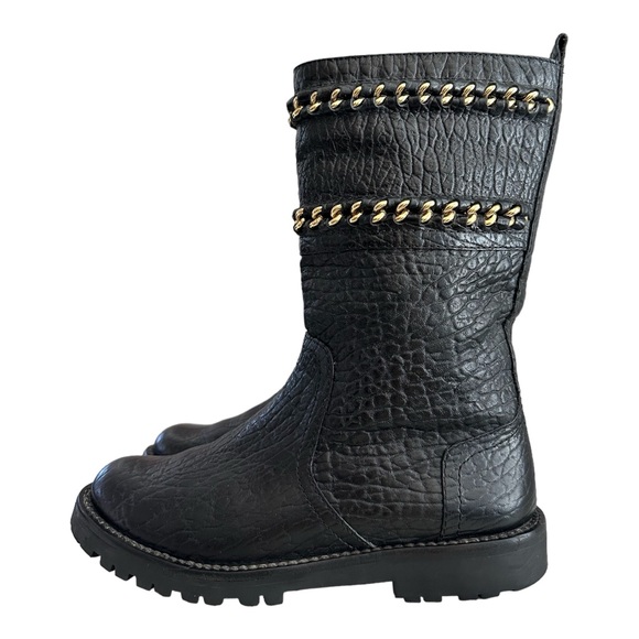 Tory Burch Women's Connell Mid-Calf Boots Size 6 Black/Chain - Picture 4 of 10